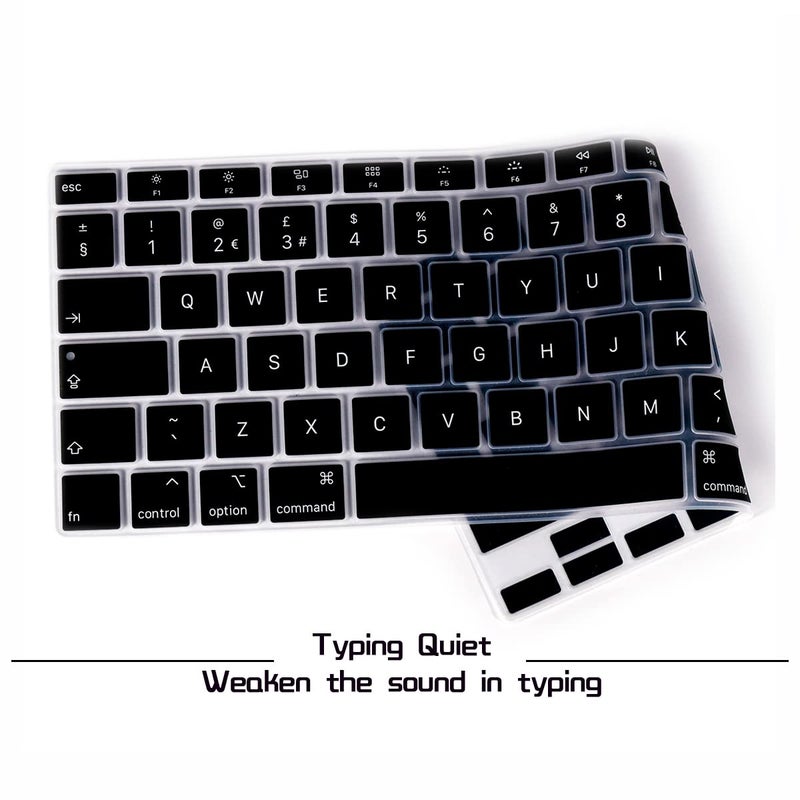 HRH Ultra Thin English Language Silicone Keyboard Cover Skin for MacBook Air 13 Inch 2020 with Touch ID (MODLE A2179 and A2337 M1 Chip,UK/EU Layout) Keyboard Accessories Protector - Image 2